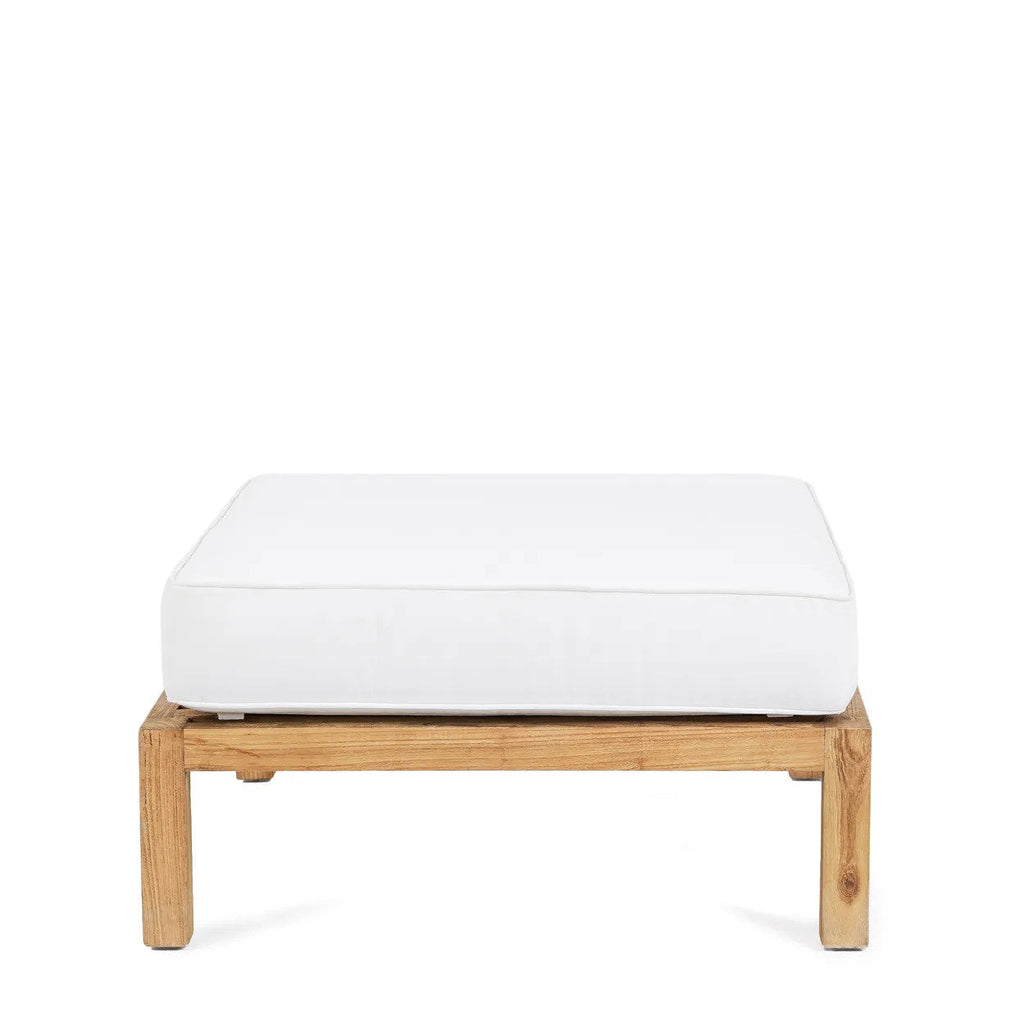 Quadratischer modularer Pouf aus recyceltem Teak Natur-Weiß 80x80