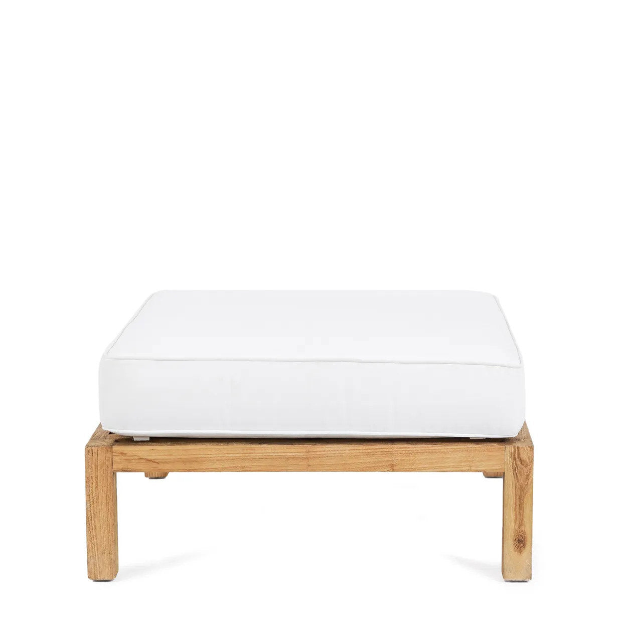 Quadratischer modularer Pouf aus recyceltem Teak Natur-Weiß 80x80