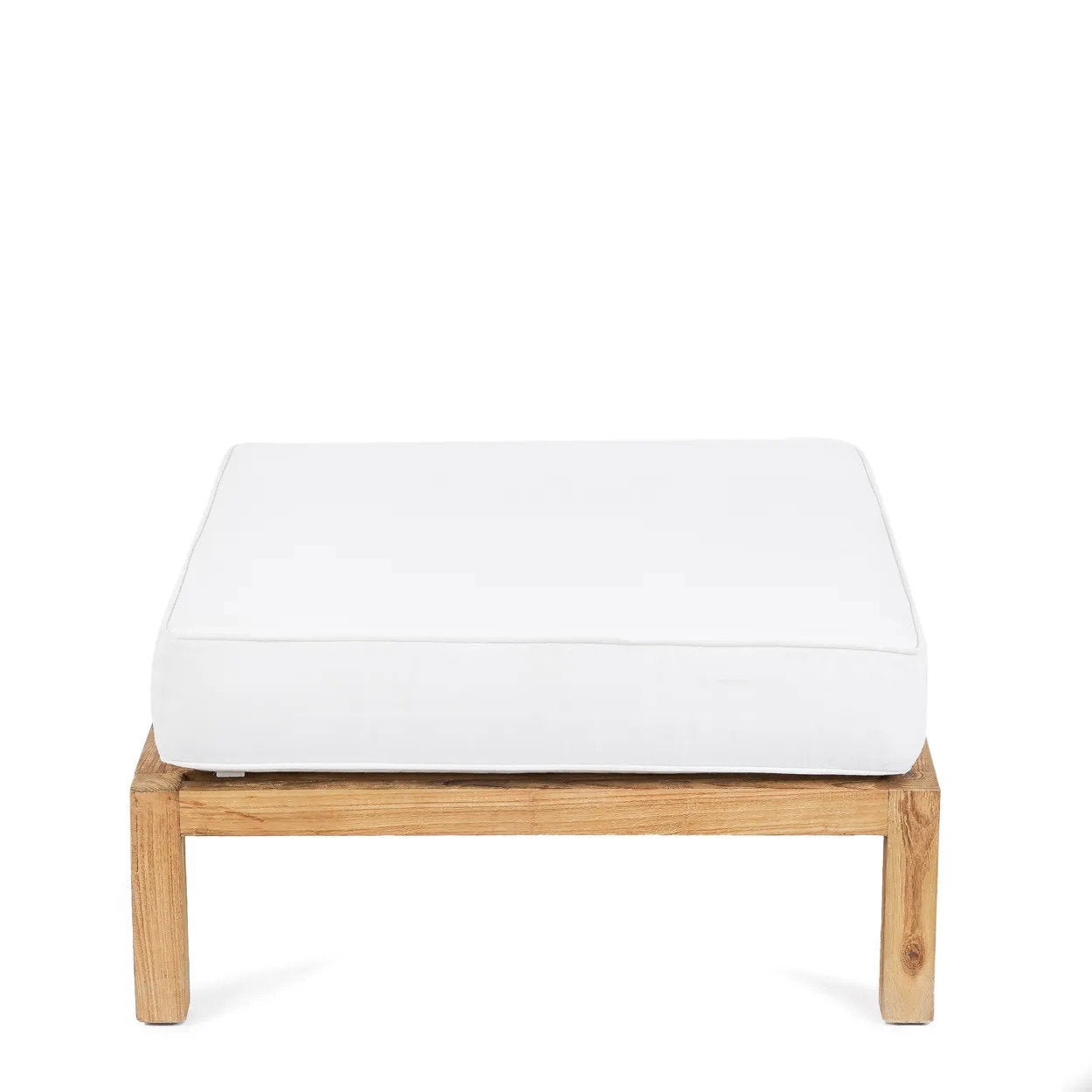Quadratischer modularer Pouf aus recyceltem Teak Natur-Weiß 80x80