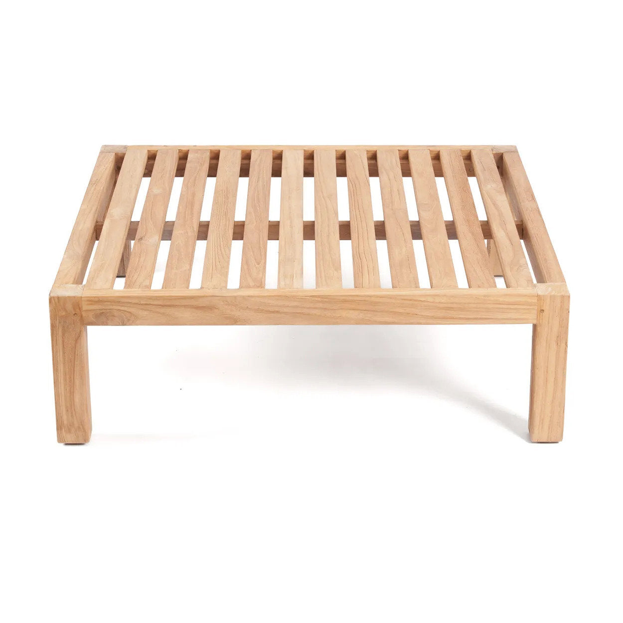 Quadratischer modularer Pouf aus recyceltem Teak Natur-Weiß 80x80