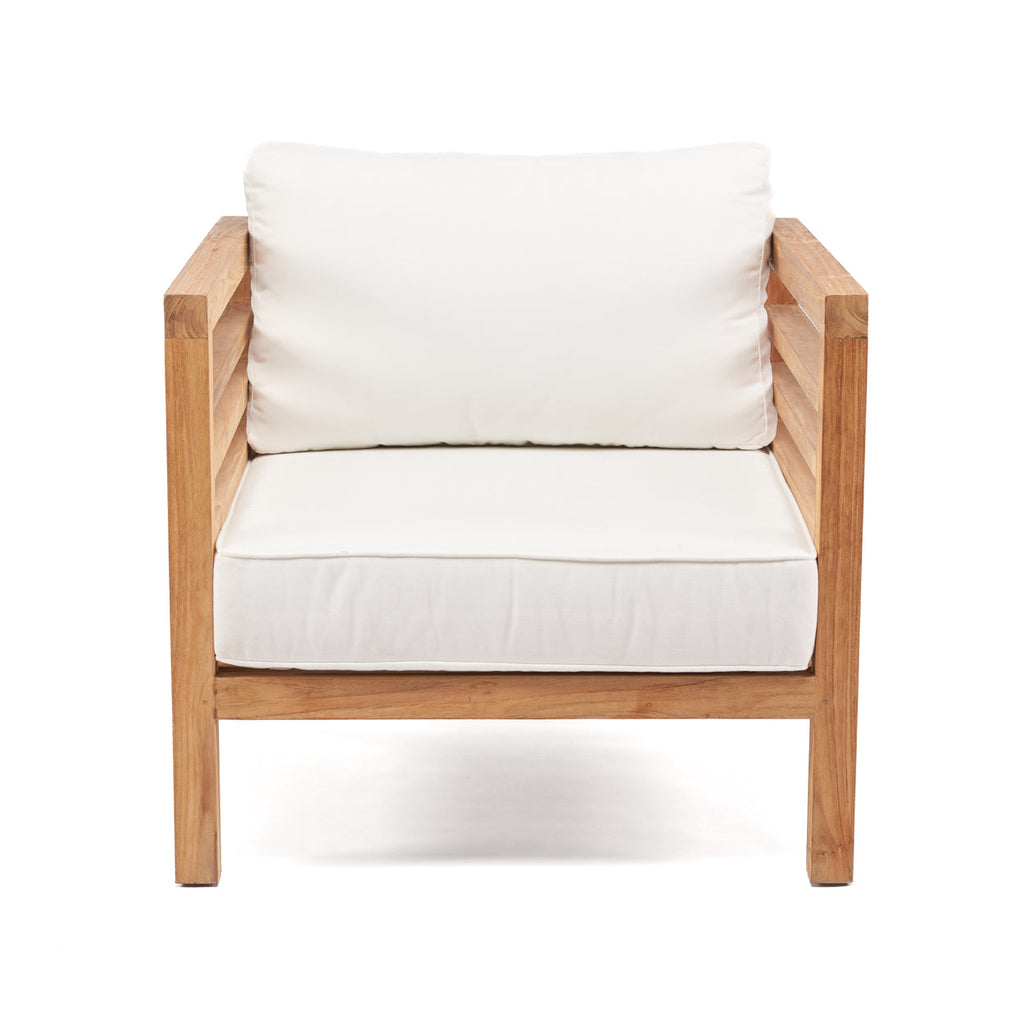 Modularer Sessel aus recyceltem Teak in Weiß-Natur 80x80 cm