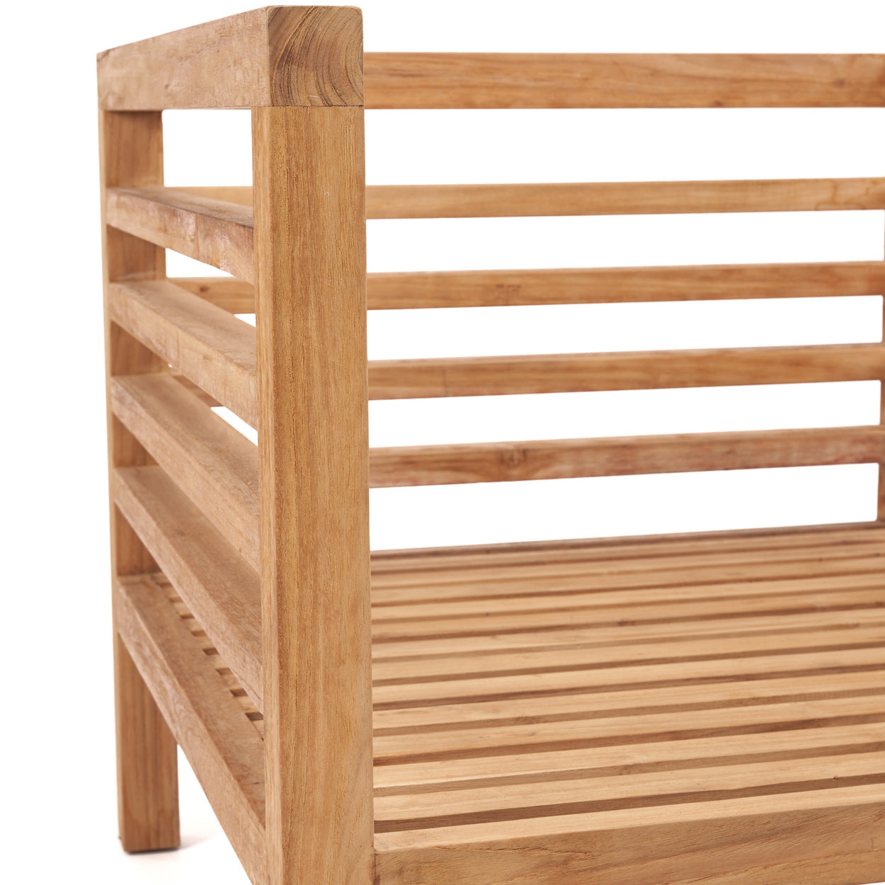 Modularer Sessel aus recyceltem Teak in Weiß-Natur 80x80 cm
