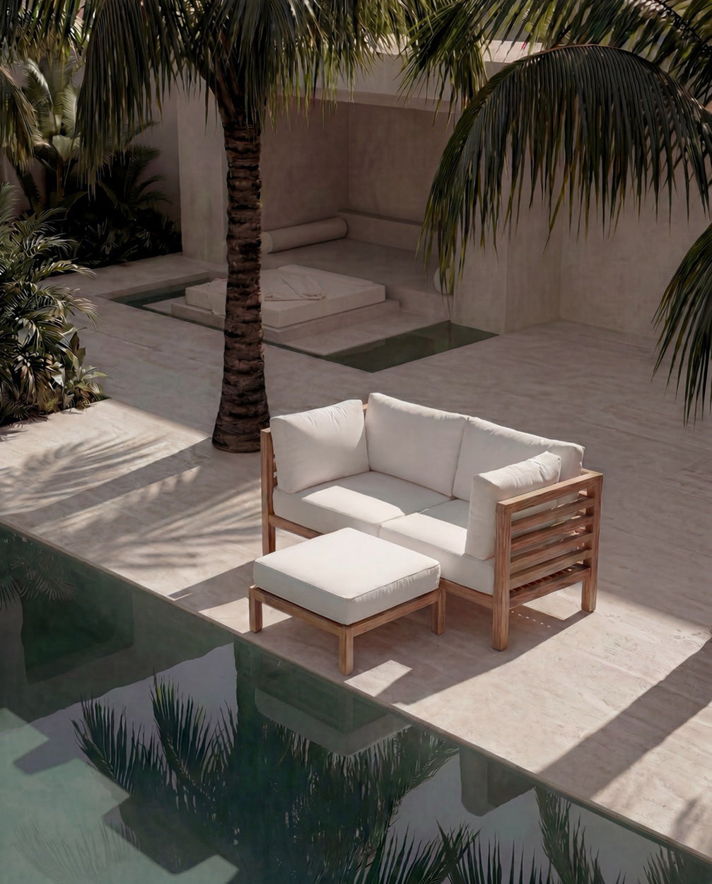 Modulares 2-Sitzer-Sofa aus recyceltem Teak Natur 160 cm
