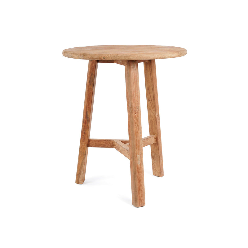 Runder Bartisch aus wiederverwertetem Teakholz für innen und außen – 105x90 cm