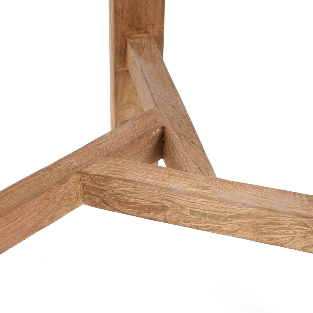 Runder Bartisch aus wiederverwertetem Teakholz für innen und außen – 105x90 cm