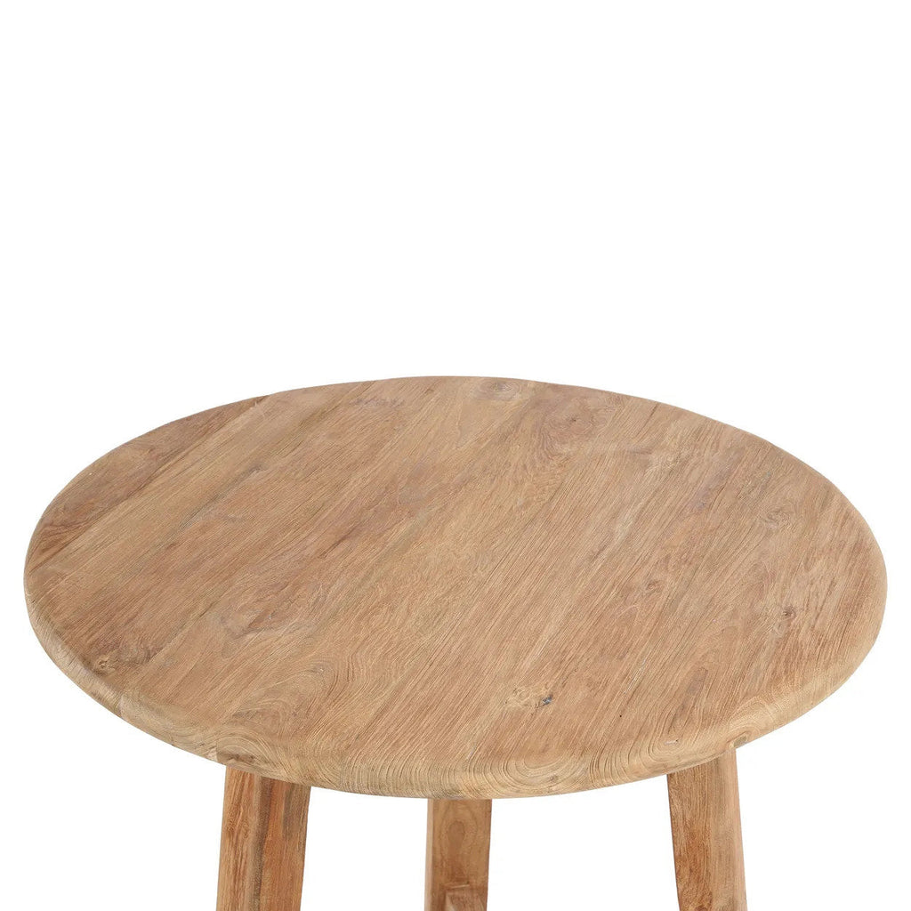Runder Bartisch aus wiederverwertetem Teakholz für innen und außen – 105x90 cm