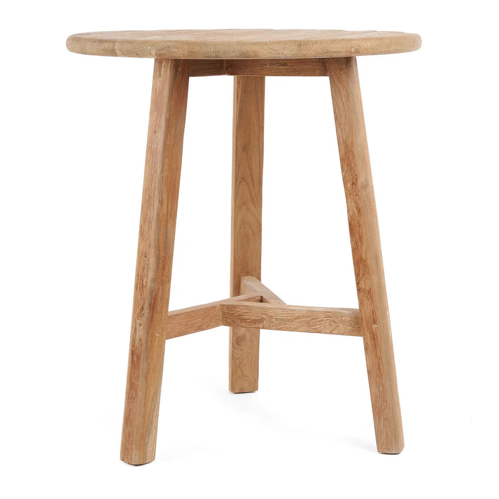 Runder Bartisch aus wiederverwertetem Teakholz für innen und außen – 105x90 cm
