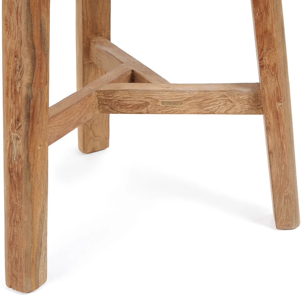 Runder Bartisch aus wiederverwertetem Teakholz für innen und außen – 105x90 cm