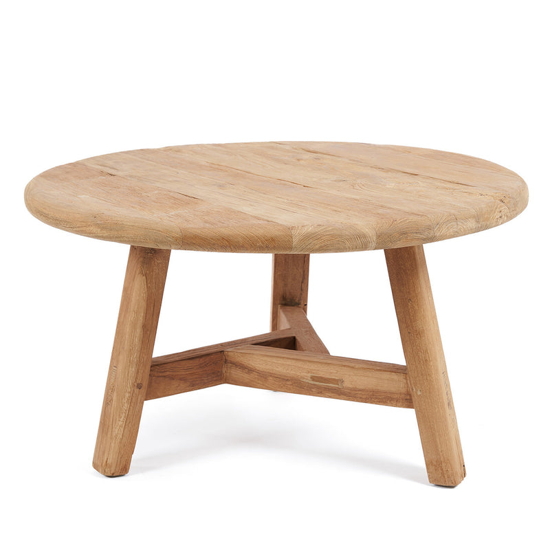 Runder Couchtisch aus recyceltem Teakholz Natur – Ø80 cm