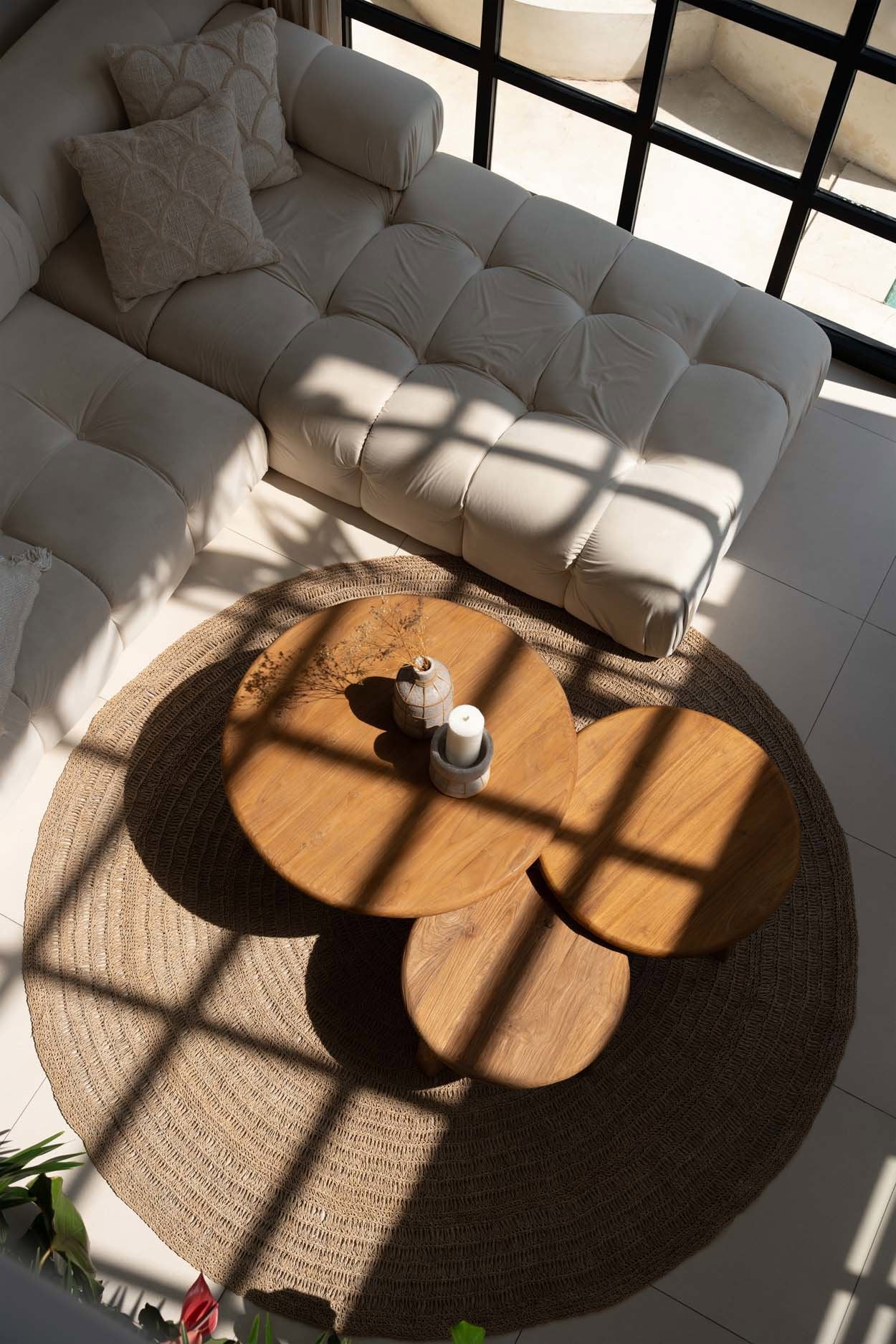 Runder Couchtisch aus recyceltem Teakholz Natur – Ø80 cm