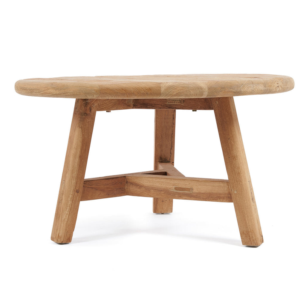 Runder Couchtisch aus recyceltem Teakholz Natur – Ø80 cm