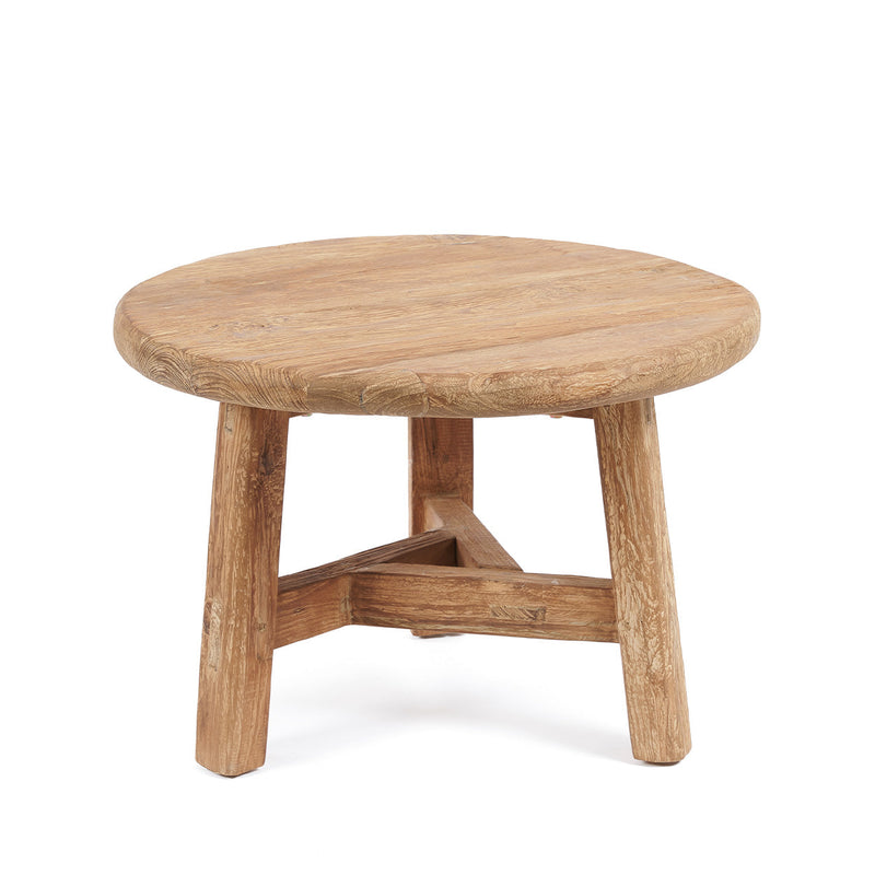 Runder Couchtisch aus recyceltem Teakholz Natur fürs Wohnzimmer – Ø60 cm