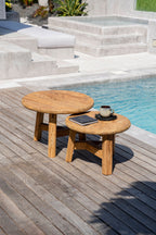 Runder Couchtisch aus recyceltem Teakholz Natur fürs Wohnzimmer – Ø60 cm