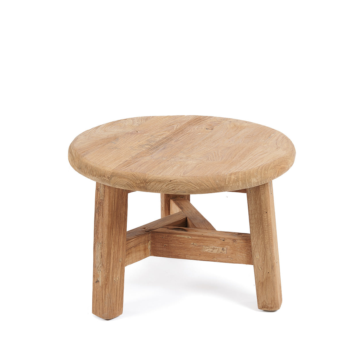 Runder Couchtisch aus recyceltem Teakholz Natur – Ø50 cm
