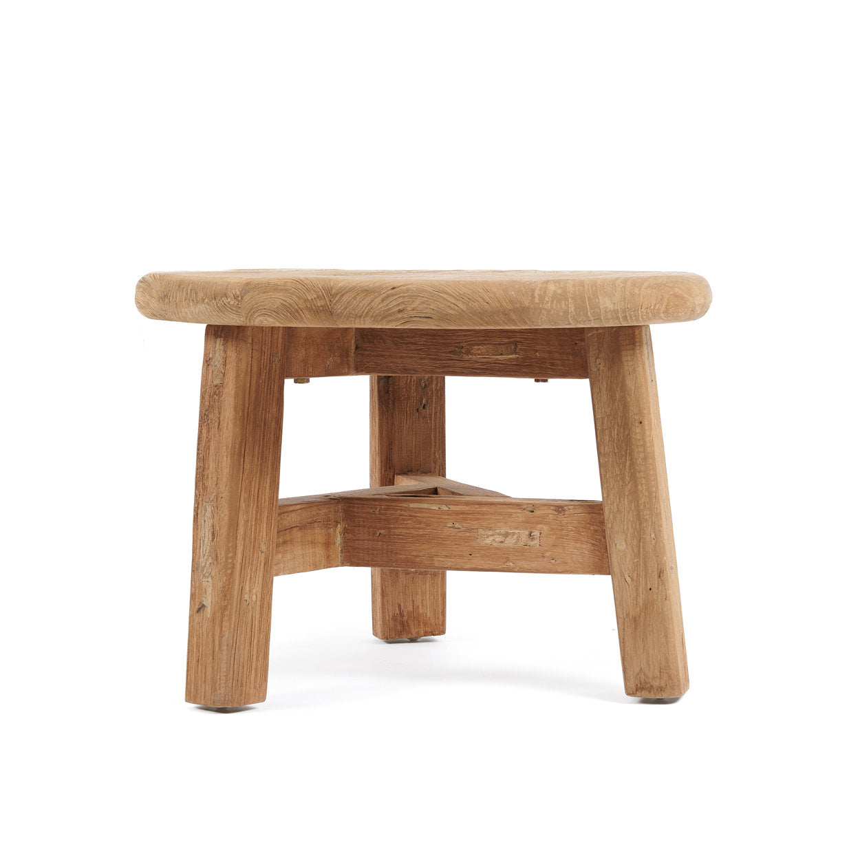 Runder Couchtisch aus recyceltem Teakholz Natur – Ø50 cm
