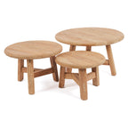 Runder Couchtisch aus recyceltem Teakholz Natur – Ø50 cm