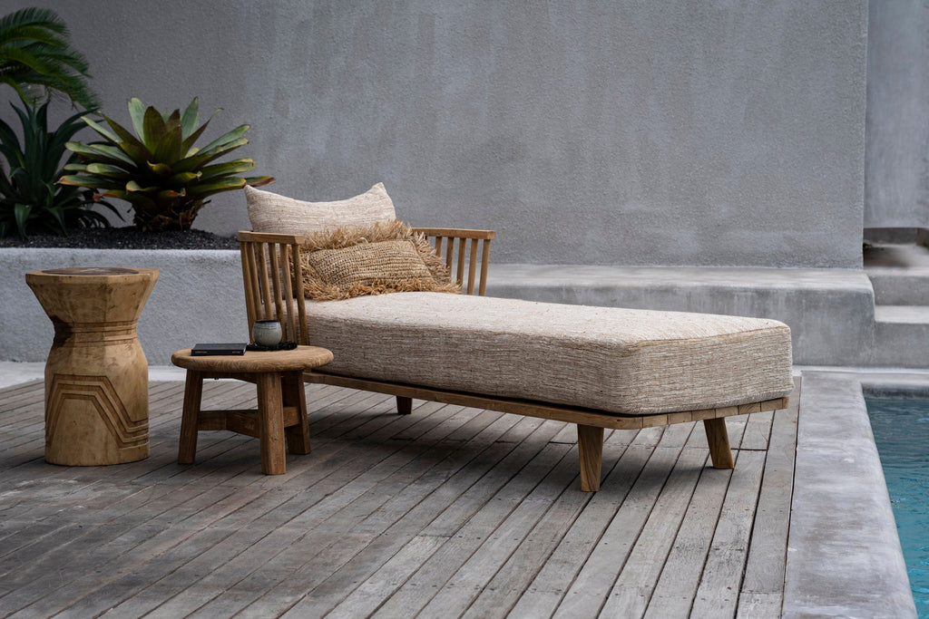 Runder Couchtisch aus recyceltem Teakholz Natur – Ø50 cm
