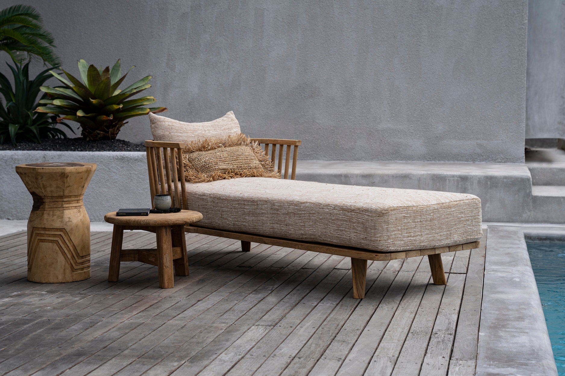 Runder Couchtisch aus recyceltem Teakholz Natur – Ø50 cm