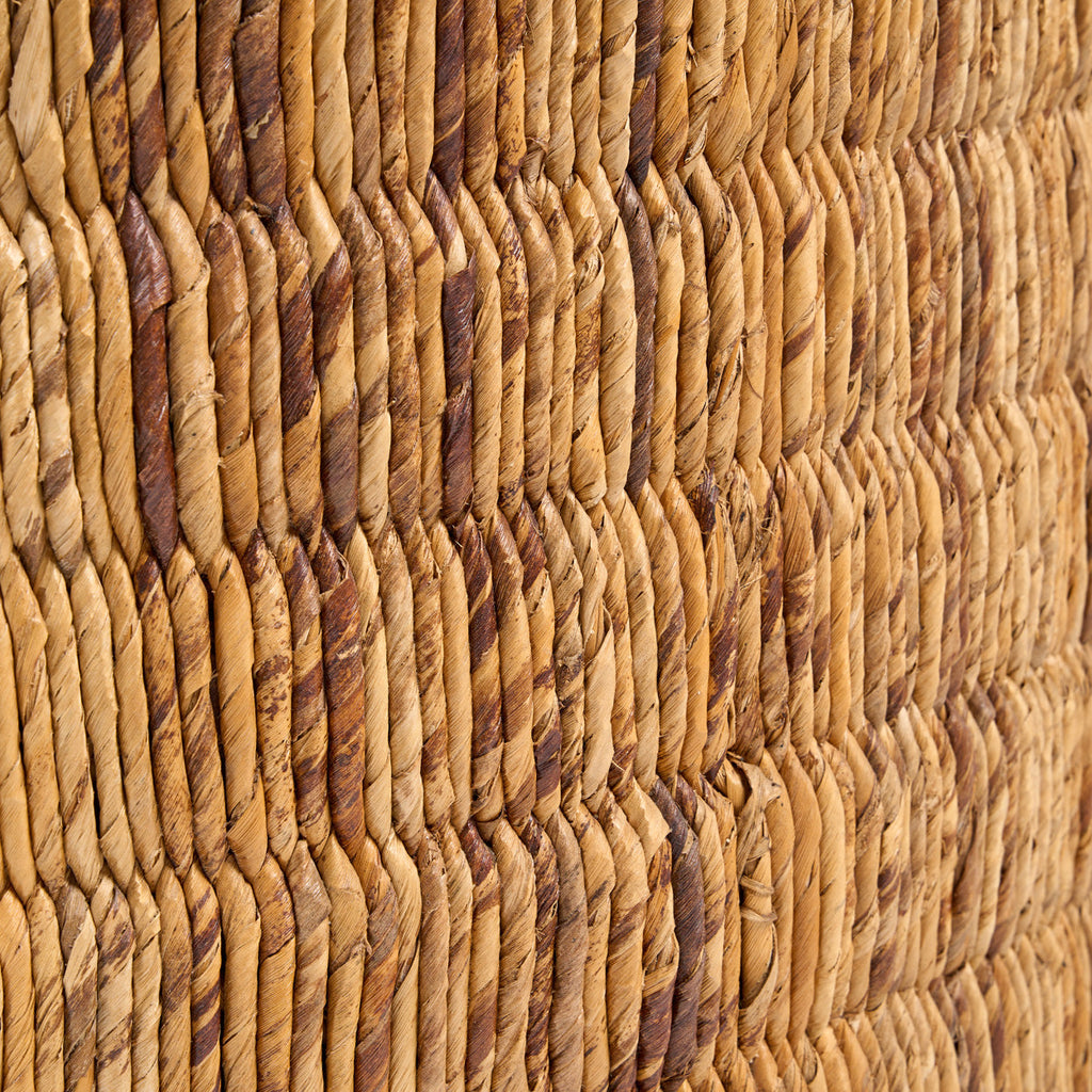 Runder Couchtisch aus Holz und Flechtfasern in Naturtönen – Ø80 cm