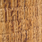 Runder Couchtisch aus Holz und Flechtfasern in Naturtönen – Ø80 cm