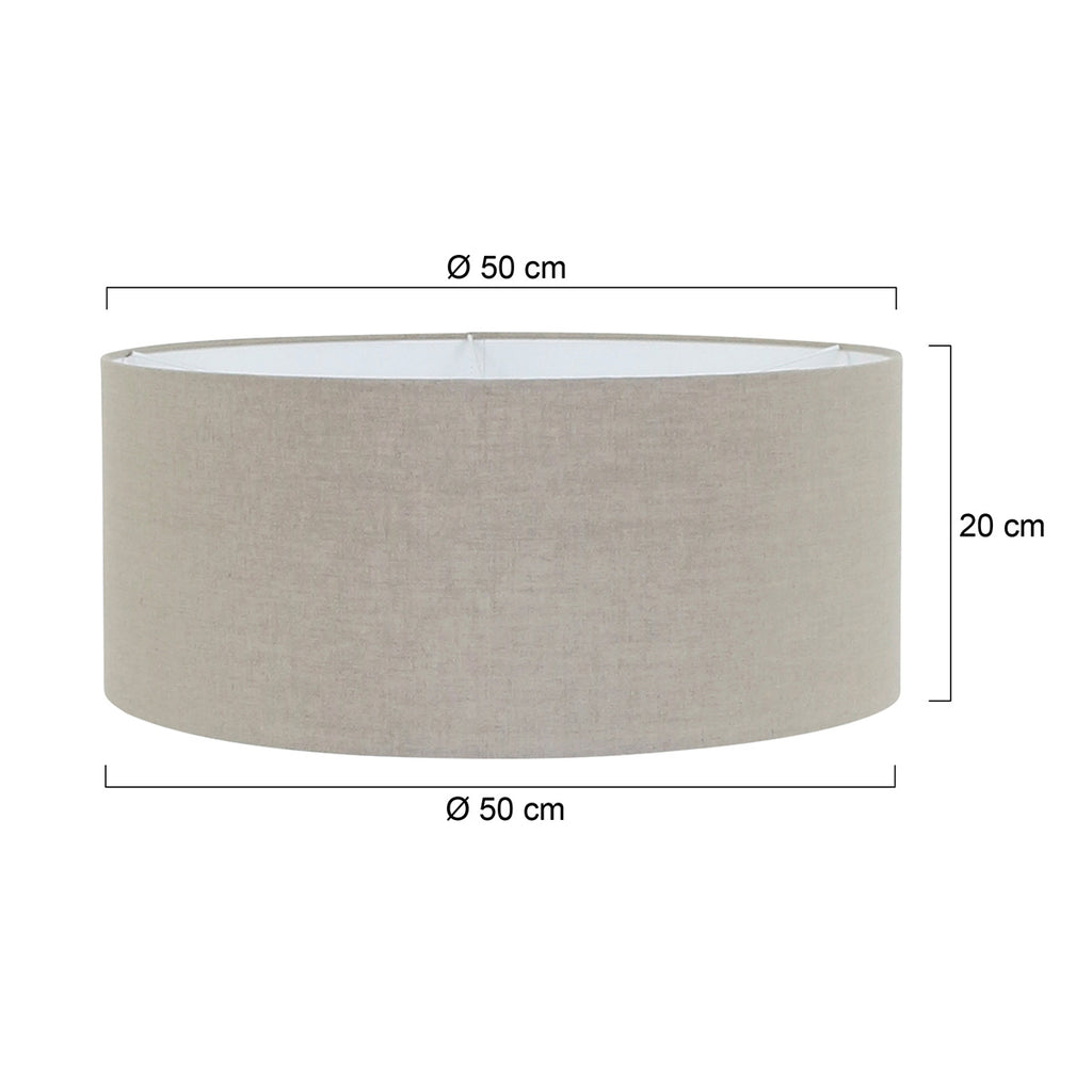 Zylindrischer Lampenschirm aus Leinen in Beige-Grau für E27 – Ø50 cm