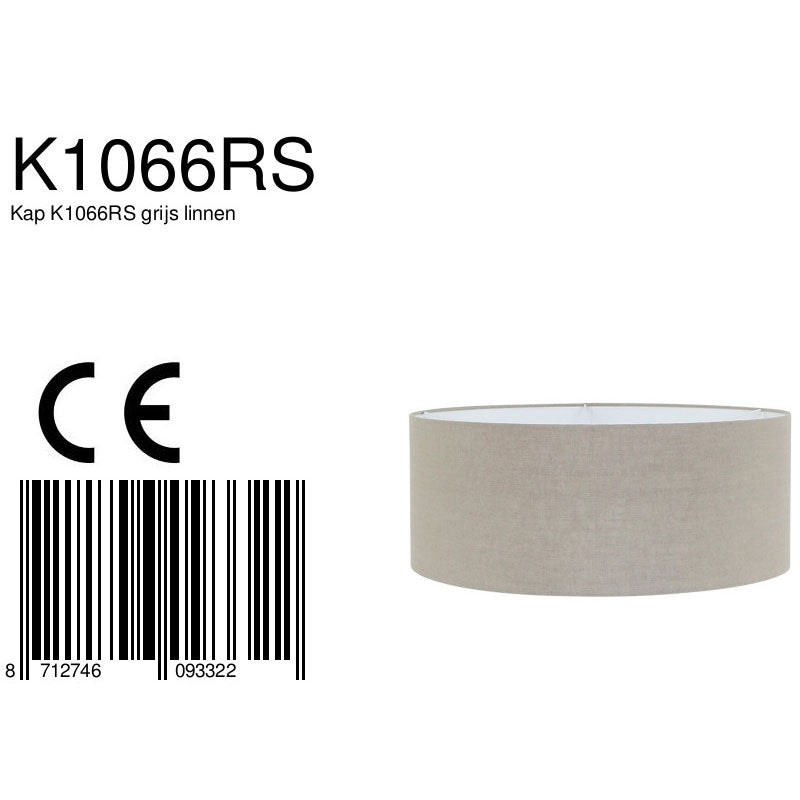 Zylindrischer Lampenschirm aus Leinen in Beige-Grau für E27 – Ø50 cm