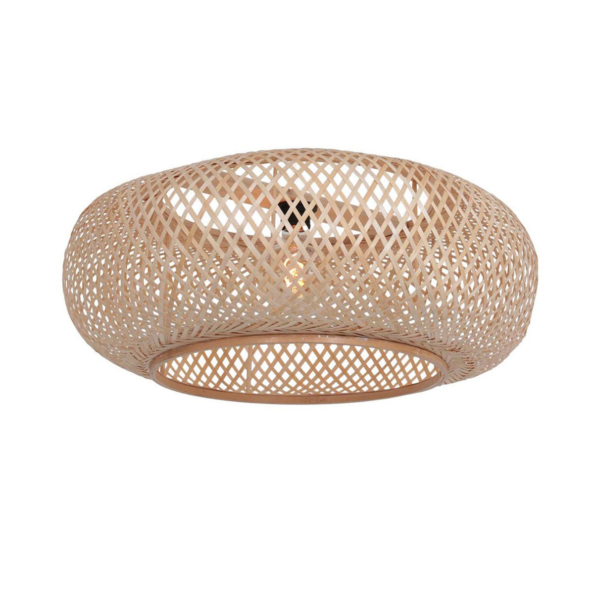 Hängeleuchte aus Rattan Natur mit Kreuzgeflecht – Ø60 cm