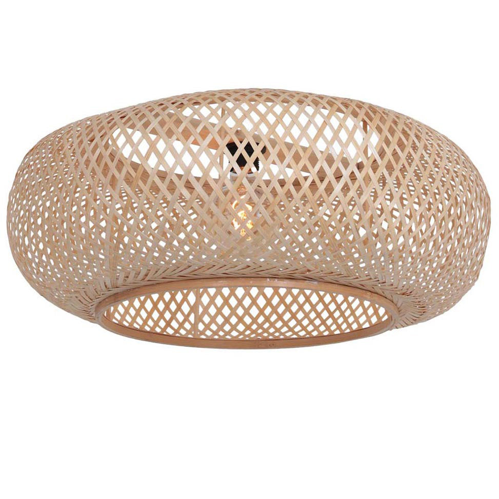 Hängeleuchte aus Rattan Natur mit Kreuzgeflecht – Ø60 cm