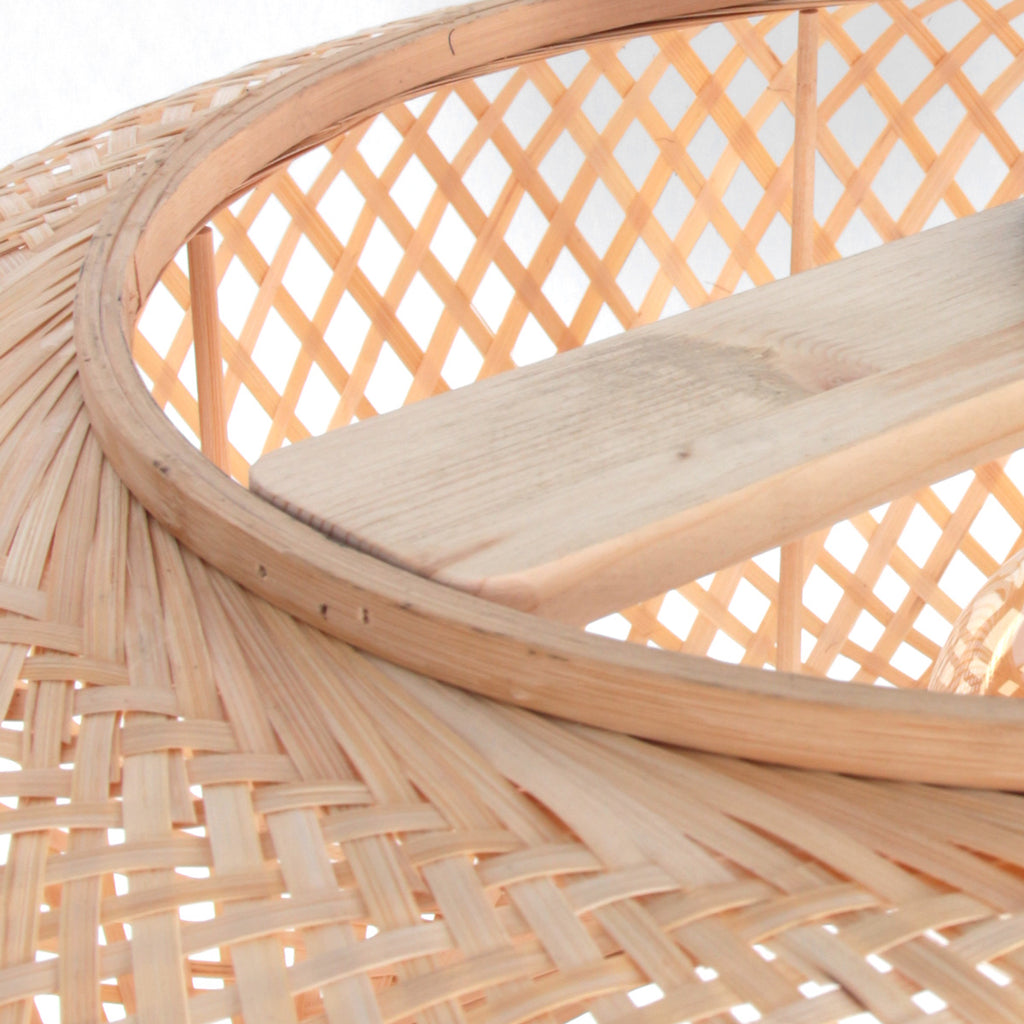 Hängeleuchte aus Rattan Natur mit Kreuzgeflecht – Ø60 cm