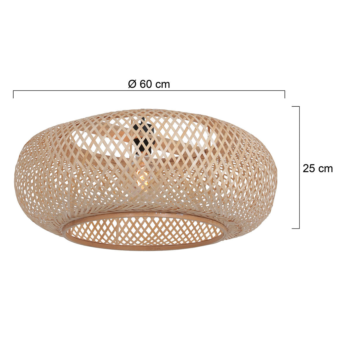 Hängeleuchte aus Rattan Natur mit Kreuzgeflecht – Ø60 cm