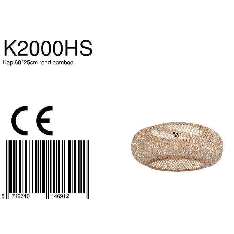Hängeleuchte aus Rattan Natur mit Kreuzgeflecht – Ø60 cm