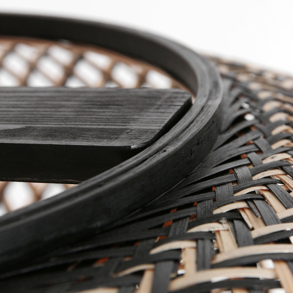 Suspension en bambou naturel et noir ajourée ronde – Ø60 cm