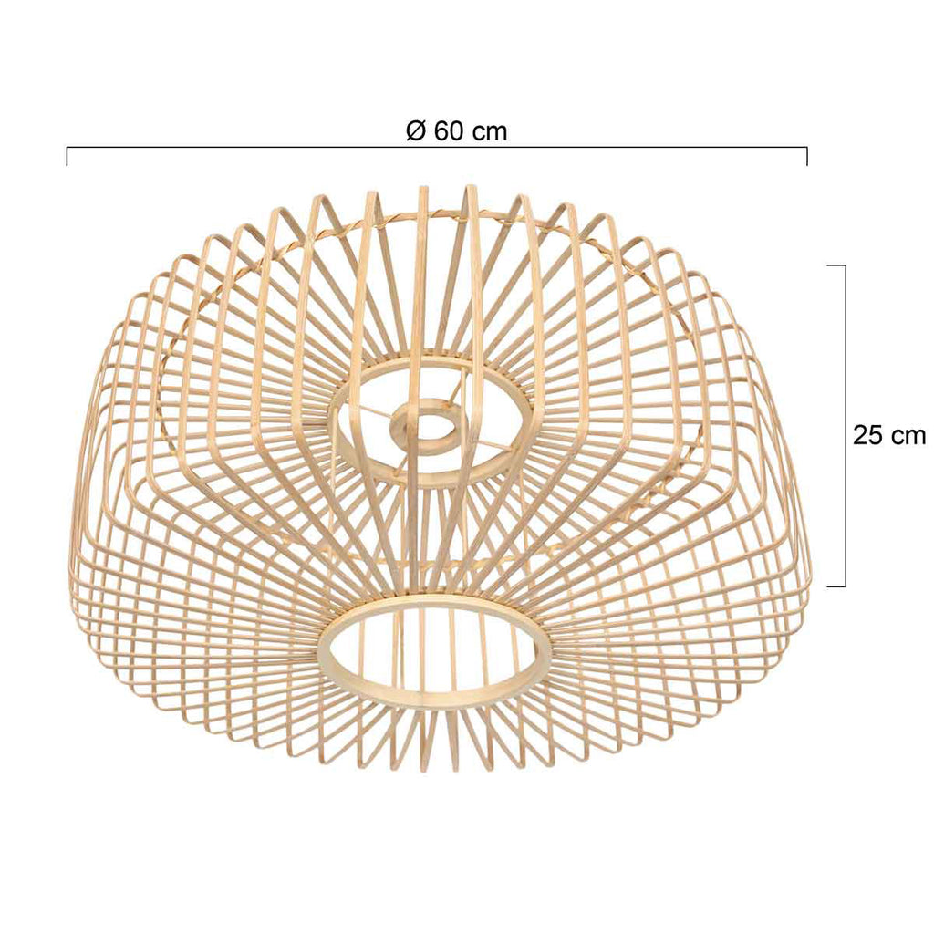 Runder Lampenschirm aus Bambus und Holz Natur für Hängeleuchte – Ø60 cm
