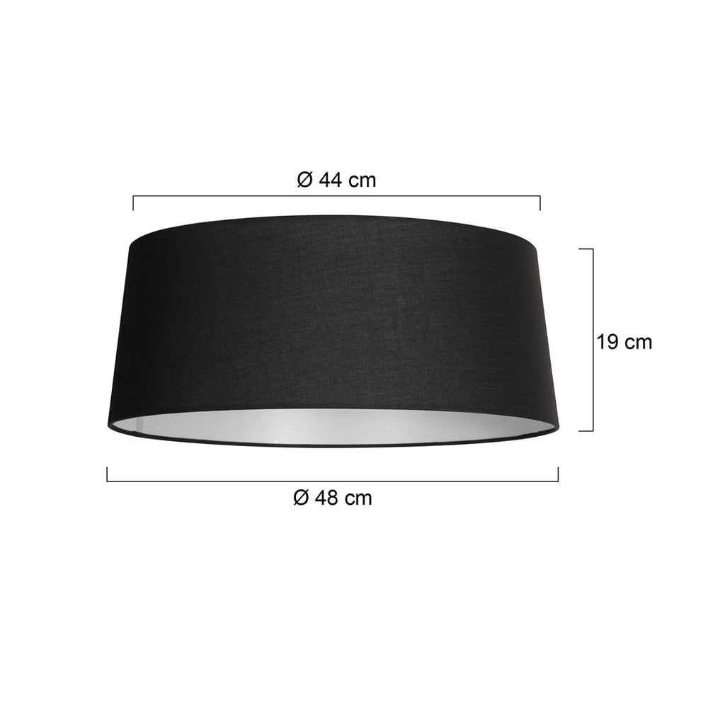 Lampenschirm aus Leinen in Schwarz mit weißer Innenseite für Hängeleuchte oder Stehlampe – Ø48 cm