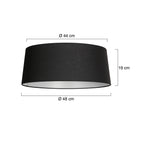 Lampenschirm aus Leinen in Schwarz mit weißer Innenseite für Hängeleuchte oder Stehlampe – Ø48 cm