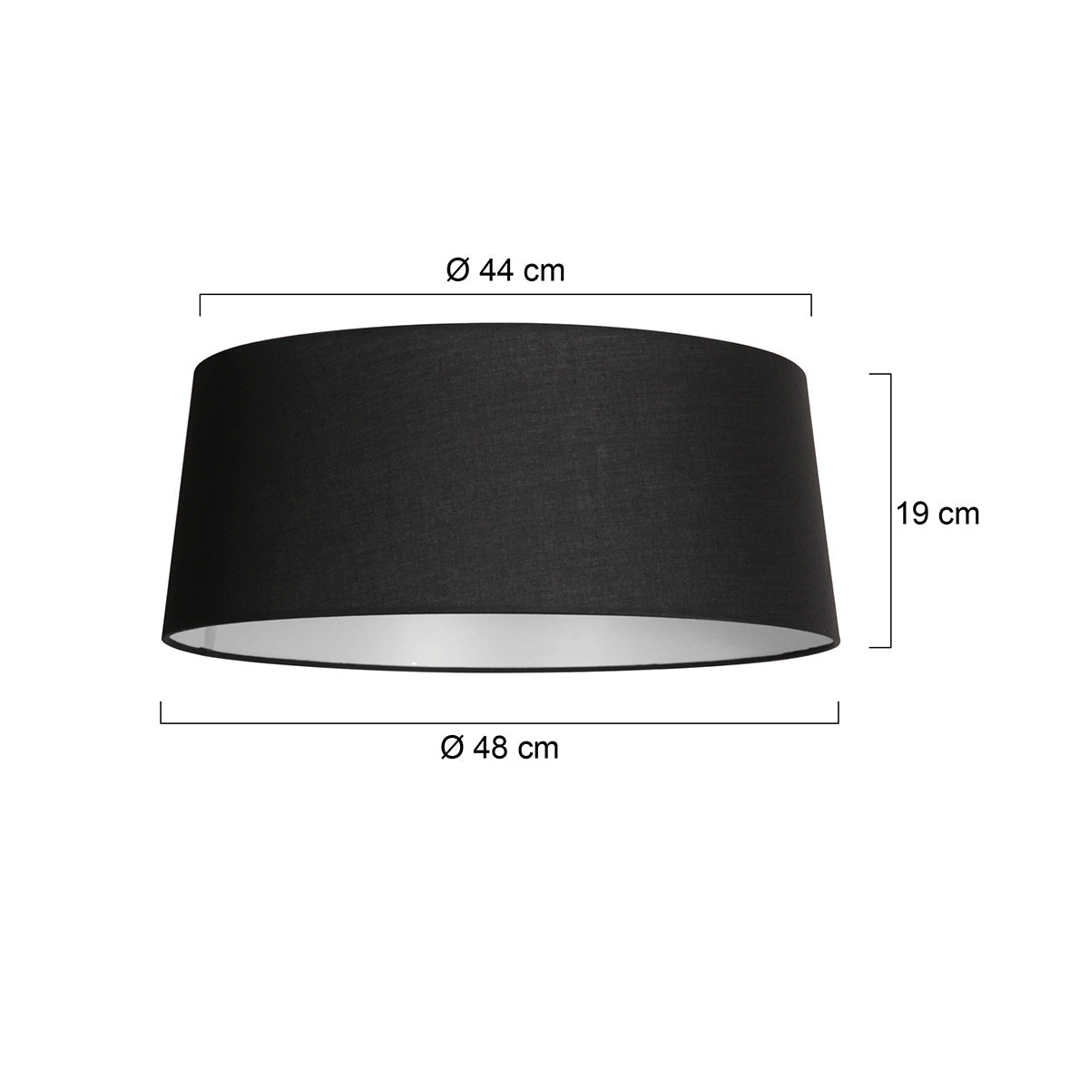Lampenschirm aus Leinen in Schwarz mit weißer Innenseite für Hängeleuchte oder Stehlampe – Ø48 cm