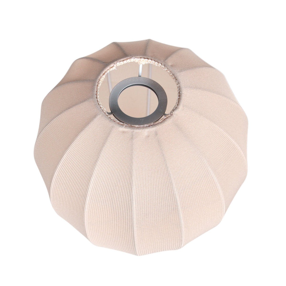 Lampenschirm aus Leinen in Beige in Tropfenform für E27-Hängeleuchte – Ø25 cm