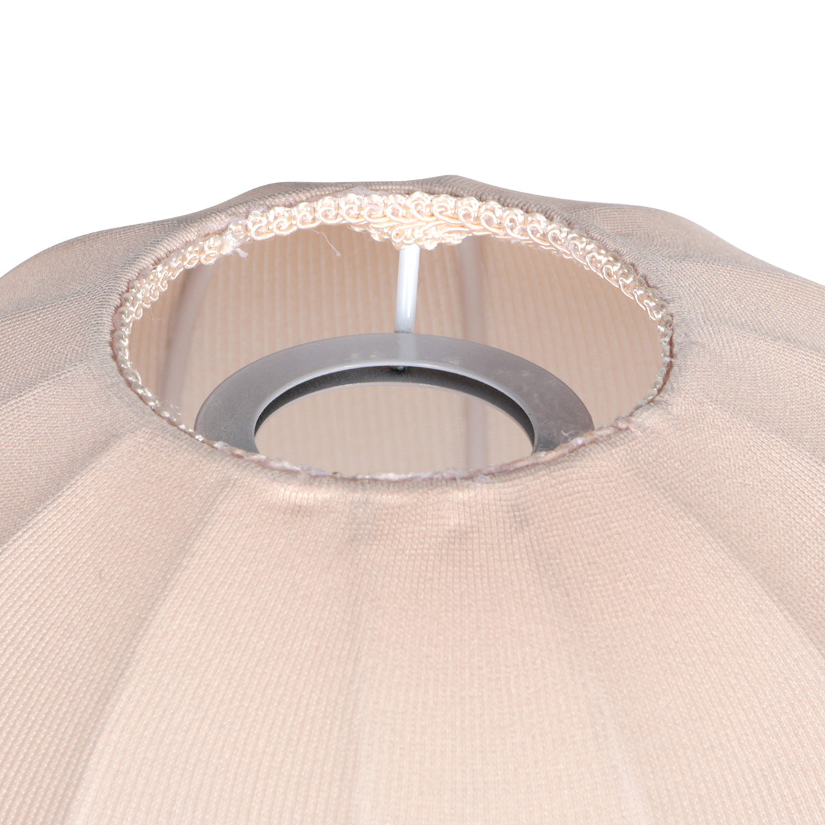 Lampenschirm aus Leinen in Beige in Tropfenform für E27-Hängeleuchte – Ø25 cm