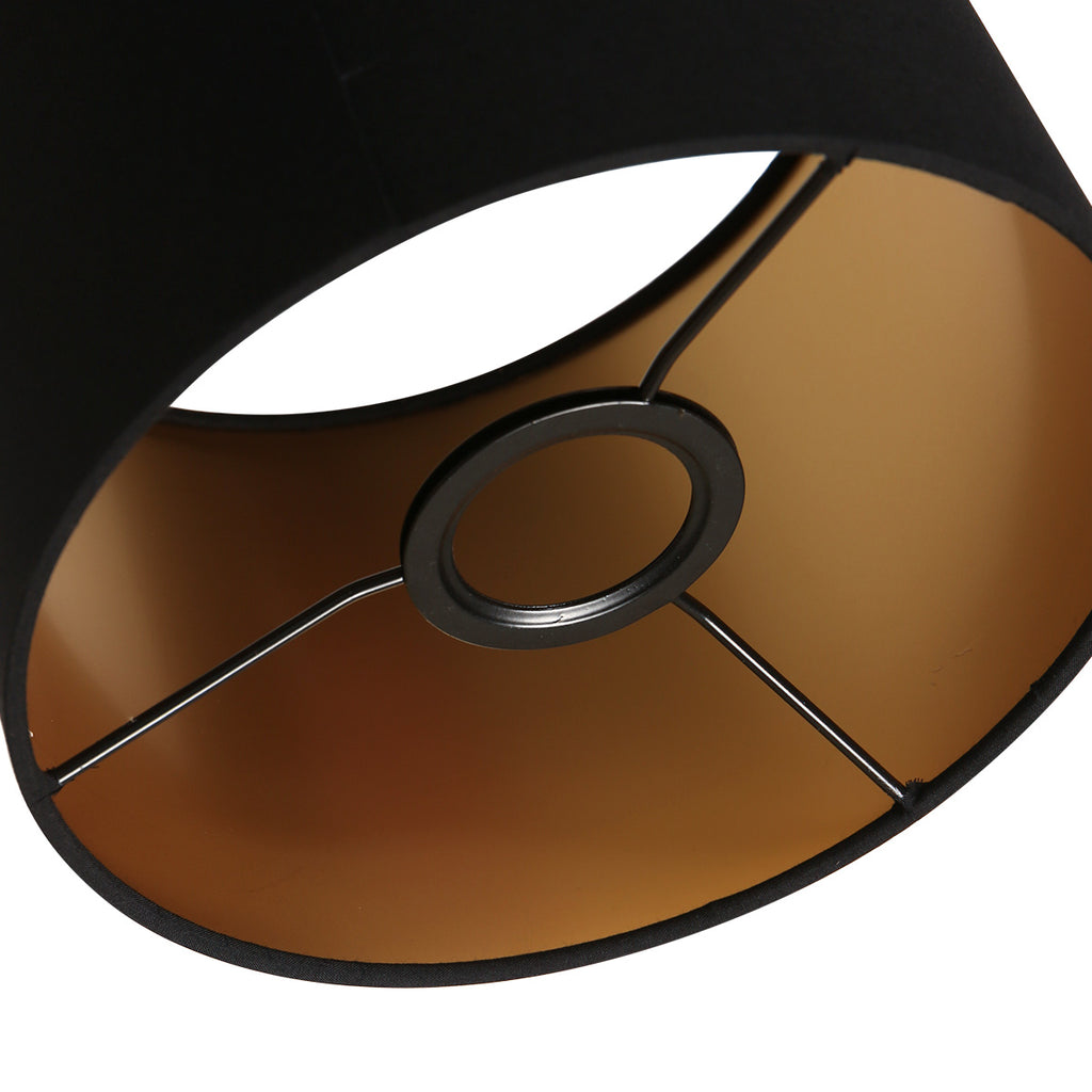 Zylindrischer Lampenschirm aus Leinen in Schwarz mit goldener Innenseite E27 – Ø20 cm