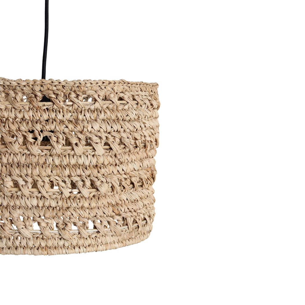 Zylindrische Hängeleuchte aus geflochtenem Seegras natur – Ø30 cm