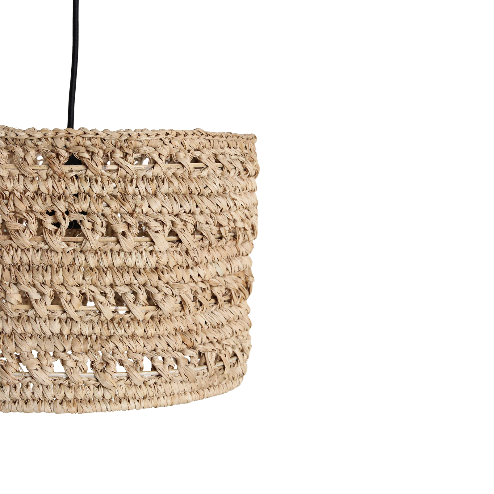 Zylindrische Hängeleuchte aus geflochtenem Seegras natur – Ø30 cm