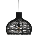 Hängeleuchte aus schwarzem Rattan in Kalebassenform – Ø42 cm