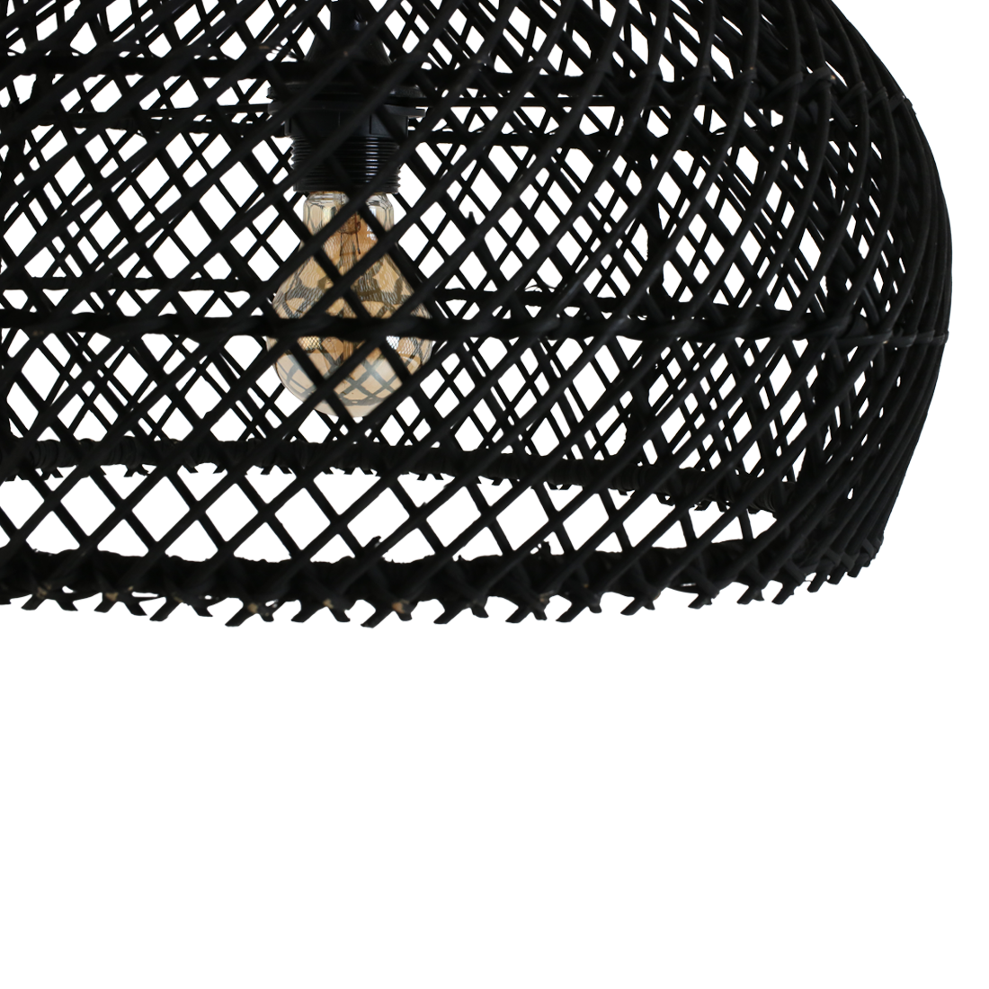 Hängeleuchte aus schwarzem Rattan in Kalebassenform – Ø42 cm