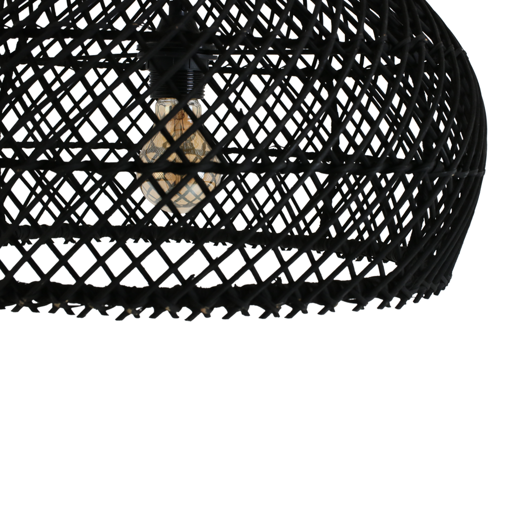 Hängeleuchte aus schwarzem Rattan in Kalebassenform – Ø42 cm