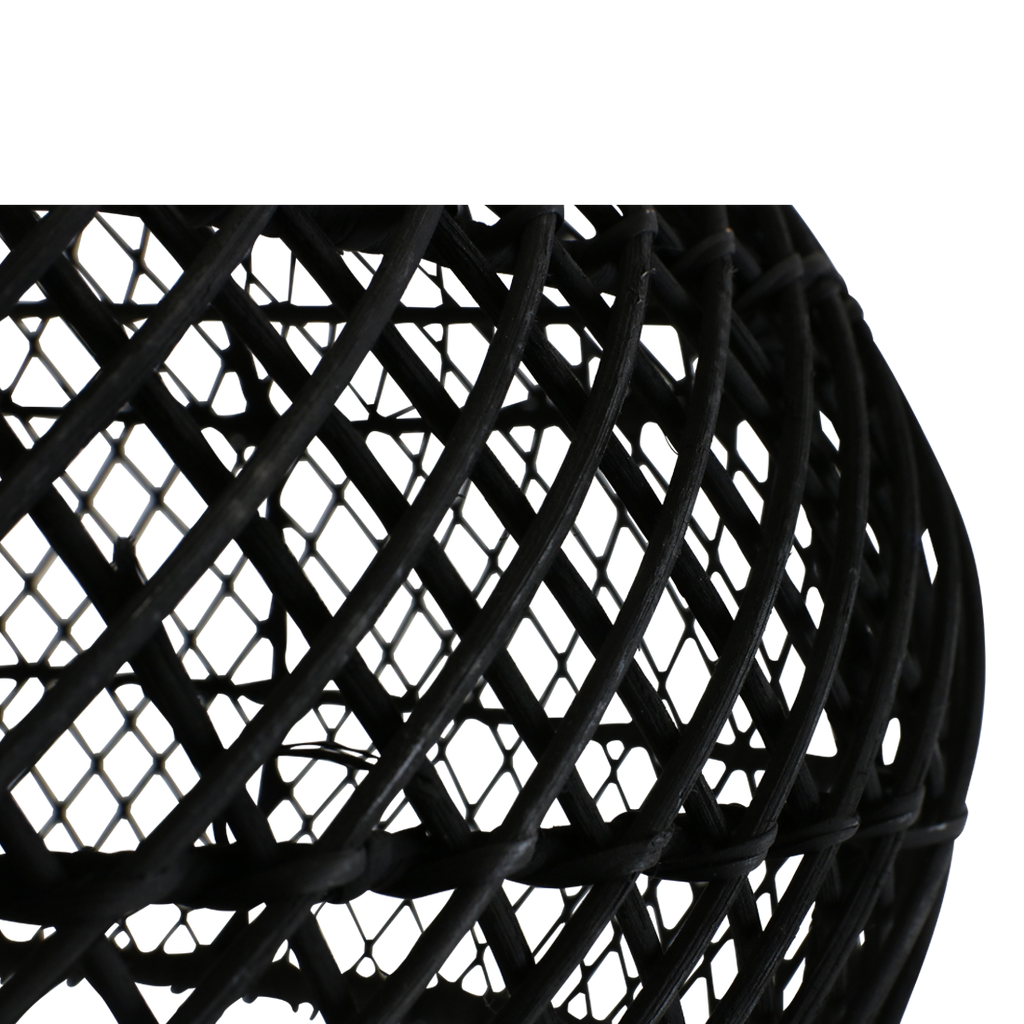 Hängeleuchte aus schwarzem Rattan in Kalebassenform – Ø42 cm
