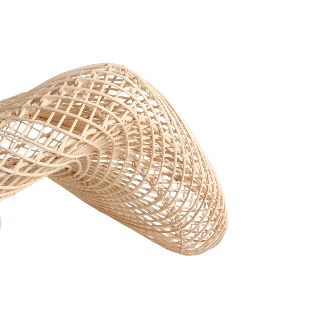 Hängeleuchte aus geflochtenem Rattan in Natur mit Wellenform fürs Wohnzimmer – Ø71 cm