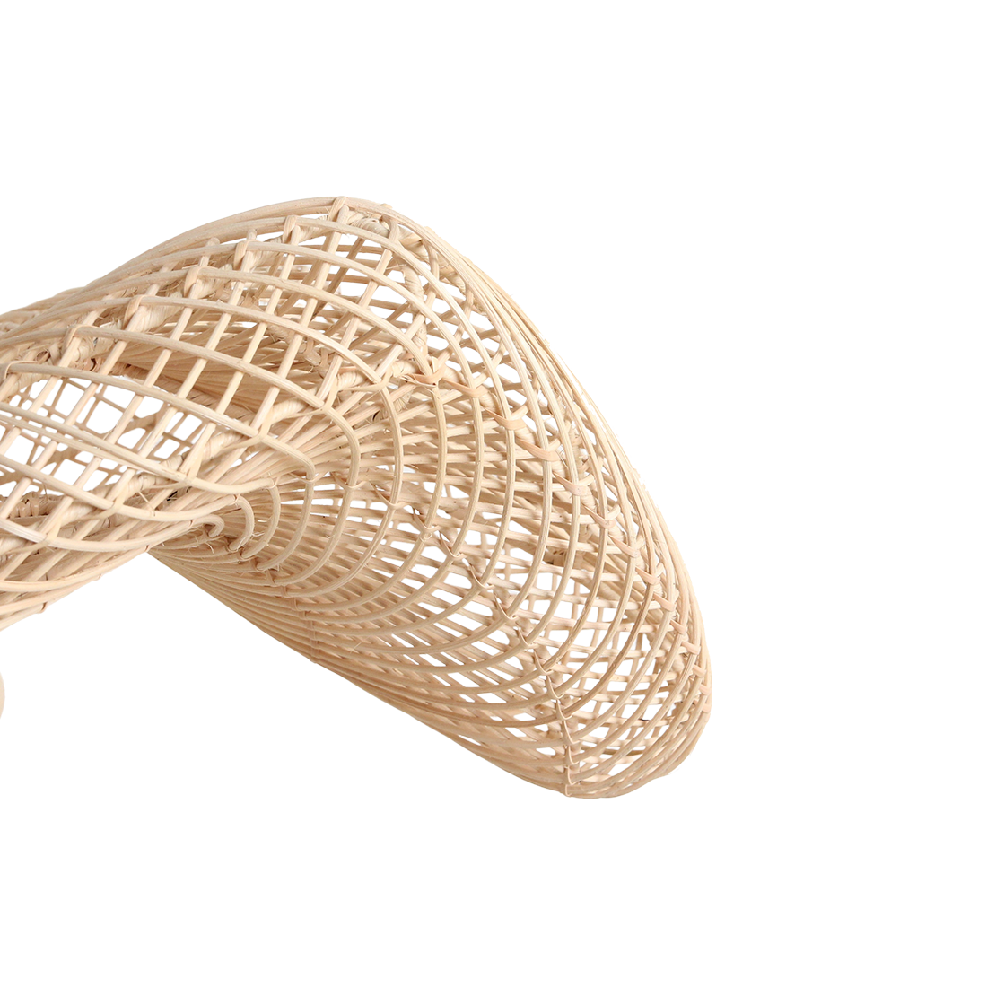 Hängeleuchte aus geflochtenem Rattan in Natur mit Wellenform fürs Wohnzimmer – Ø71 cm