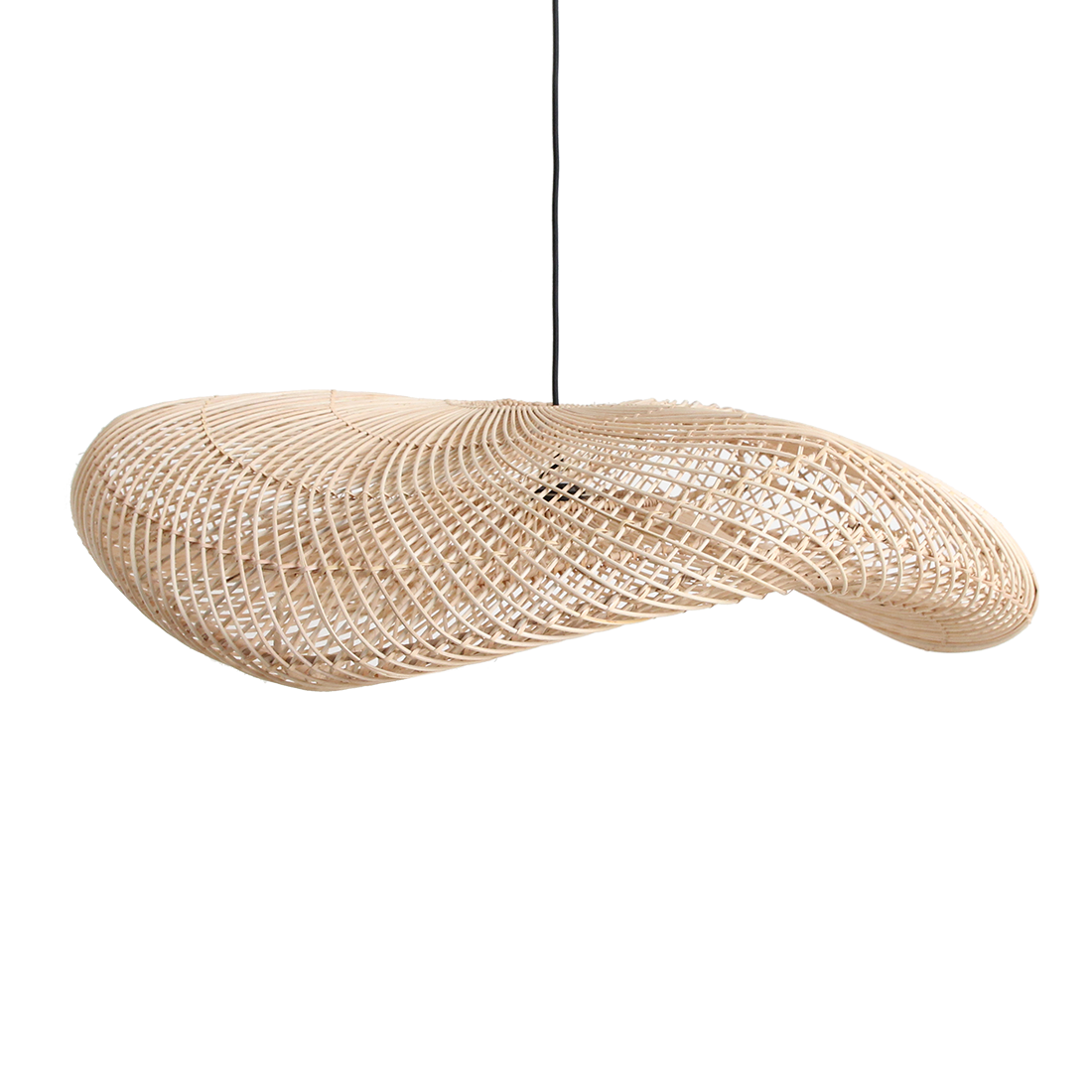 Hängeleuchte aus geflochtenem Rattan in Wellenform XL – Ø90 cm