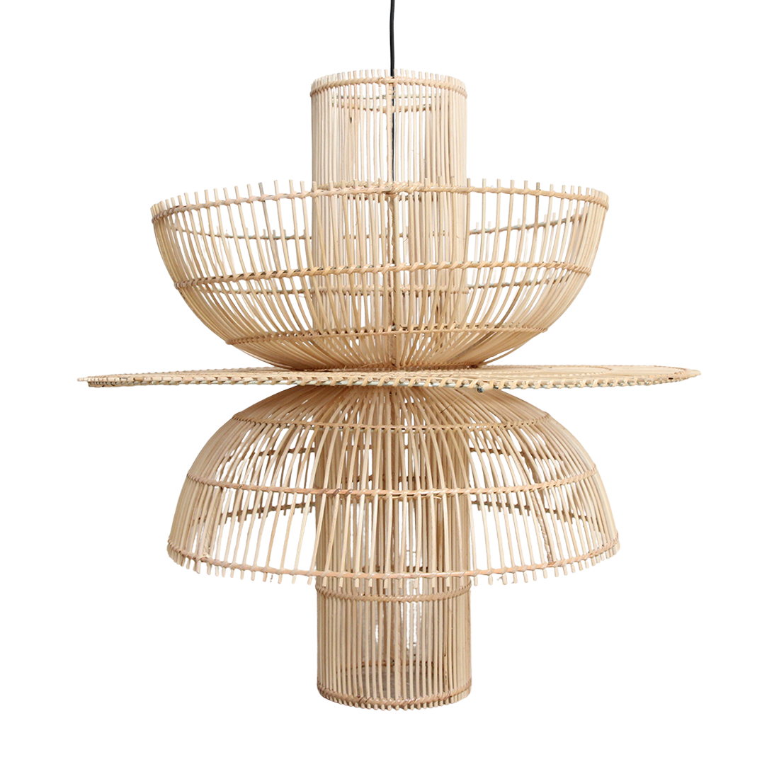 Suspension en rotin naturel forme fleur ajourée – Ø65 cm