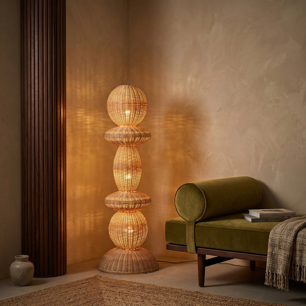 Stehlampe aus Rattan Natur fürs Wohnzimmer – H140 cm